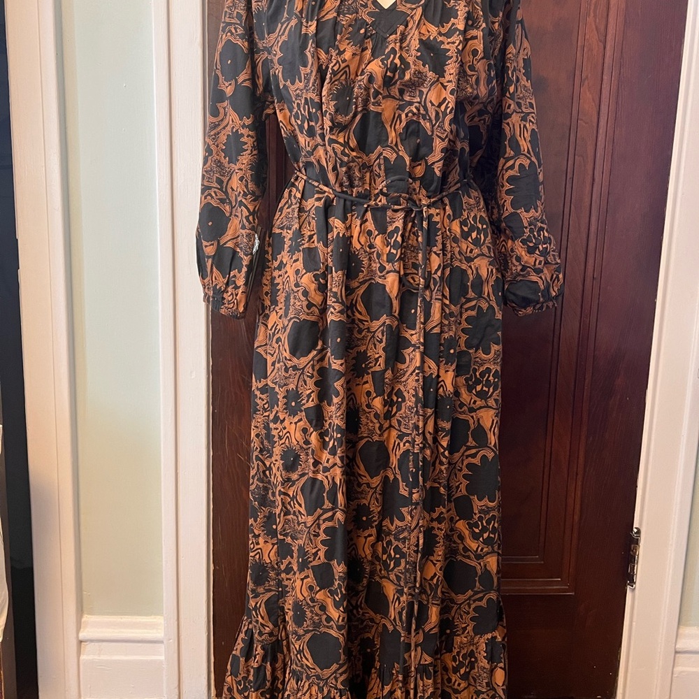 Size M Lilla P Black and Brown Floral Maxi Dress